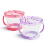 Munchkin Snack Catcher Toddler Snack Cups, No Spill, 2 Pack, Pink/Purple
