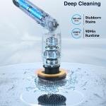 Leebein Electric Spin Scrubber, Shower Scrubber with 4 justable Angles and 8 Brush Hes, Electric Scrubber with Long Handle & Remote Controller, Cleaning Brush for Bathroom, Tub, Floor (Black)