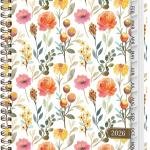 2026 Planner, Weekly and Monthly Calendar Planner, January - December 2026 Daily Agenda for Acecmic Planning, School Office Supplies, Painted Flowers