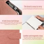 Leather Watercolor Journal Sketchbook - A5 Binder Art Journal With 6 Ring Cotton Ps, 300GSM 140LB Hardcover Notebook, 20 Sheets Painting Paper 8.3x5.8 Art Supplies (RoseGold)