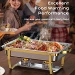 Chafing Dishes for Buffet 4 Pack, 9QT [Elegant Gold and Silver Colors] Food Warmers for Parties Buffet [Sturdy and High Gre] Chafing Dish Buffet Set for Any Party with Complete Set