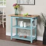 Convenience Concepts Designs2Go 3 Tier Butcher Block Kitchen Prep Island 40" - 3 Tier Modern Cooking Cart with Drawer, Food Serving Station for Kitchen, Dining Room, Sea Foam