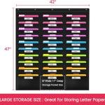 Godery School Pocket Chart, 30 Signatory Pocket, Heavy Duty Hanging File Folders Pocket Chart Cascing Organizer & 5 Hangers Hooks, Perfect for Classroom, School, Office or Home Use
