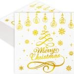 Whaline 80Pcs Christmas Paper Napkins 6.5 In Gold Foil Disposable Napkins Christmas Tree Dinner Napkins Xmas Luncheon Napkins for Winter Holiday Party Supplies