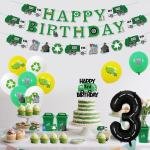Garbage Truck 3rd Birthday Decorations Trash Truck 3rd Birthday Cake Cupcake Toppers Banner Garland Number 3 Foil Balloon for Waste Management Recycling Party Supplies