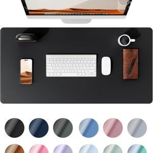 YSAGi Leather Office Desk P Protector, Large Mouse P, Non-Slip, PU Leather, Laptop Desk Blotter, Waterproof Writing P for Office and Home, Black, 23.6" x 13.8"