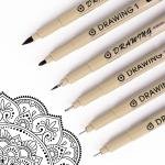 Fineliner Pens, 6 Pack Micro Pen Black Fine Tips Markers, Technical Drawing Pens for Artist No Bleed Calligraphy Pens, Waterproof Archival Ink Pen for Handbook, Illustration, Sketching