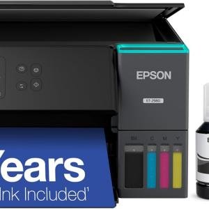 Epson EcoTank ET-2980 Wireless All-in-One Color Supertank Printer with up to 3 Years of Ink, Refillable Tanks, Perfect for Home, 15 PPM, 1.44" Color Screen, Auto 2-Sided Printing - Black