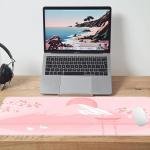 Pink Desk P, Japanese Mount Fuji Mouse P XXL, Cute Cherry Blossom Deskmat, Large Anime Game Computer Keyboard Mouse Mats, Women Full Desktop Protector, Home Office Accessories 31.5"X15.7"