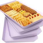 WOWBOX 4 pcs Serving Tray for Entertaining, Serving Platters for Snacks, Fruit, Cookies, Dessert, Reusable Plastic Trays for Serving Food and Pantry Organization in Kitchen & for Parties, (Purple)