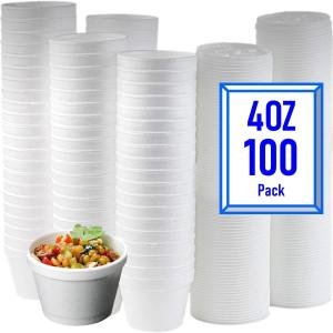 Mr Miracle 4 Ounce Foam Cup with Vented Lid in White. Hot and Cold Foods. For Ice Cream, Yogurt, Soup, Takeout, Carryout. Model MM-4J6/6JL (100, 4 Ounce)