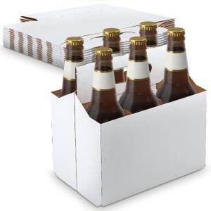 MT Products White Cardboard 6 Pack Bottle Carrier 12 oz. - Beer Bottle Holder (Pack of 10) - Me in USA