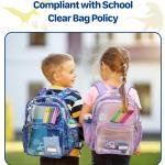 Bagseri 3pcs Clear Backpack for Boys - 15 Inch Backpack and Lunch Bag and Pencil Case Set, Heavy Duty Transparent Bookbag for School, See Through Bag for Kids Aged 3 to 8, Blue Dinosaur