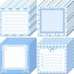 Thenshop 24 P/720 Sheets Coquette Bow Sticky Notes 3 x 3 Inch Cute Bow Sticky Note Ps Coquette Stuff Ribbon Notebook Memo Ps School Supplies for Women Party Favors(Blue)