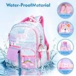 Kawaii Rainbow Backpack for Girls – Cute Starry School Bags for Kids & Teens with Plush Pen Case & 6-Piece Study Supplies Set, Children's Bookbag for Elementary – Blue 17inch