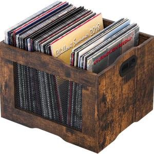 PAG-Mass Pack of 2 Vinyl Record Storage Crate, Stackable LP Display Shelf, Heavy Duty Wood Organizer Box for Collectors/Store/Home/Office/School/Artistic Space/Garage/Warehouse, Brown