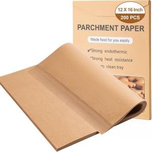 200Pcs Parchment Paper,12x16 Inches Non-Stick Precut Parchment Paper Sheets,Unbleached,Parchment For Baking Sheets,Fryer, Cooking,Oven,Perfect for Bre, Cakes, Barbecue