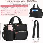 Bible Cover Case for Women, Large Bible Bag with Removable Pencil Case, Water Bottle Pocket and Shoulder Strap for Bible Study Supplies, Church Carrying Journaling Kit, Christian Gift for Women