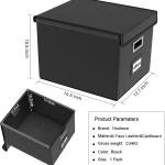 Huolewa File Organizer Box with Lid, Collapsible Faux Leather Hanging File Folder Box Organizer with Plastic Slides, Decorative Home/Office Filing System Boxes for File and Folders Storage