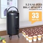 12L/3.2Gal Insulated Beverage Dispenser, Thermal Hot and Cold Beverage Drink Dispenser for Hot Tea, Coffee, Cold Milk, Water, Juice, Stainless Steel Dispenser, LCD Temperature Display