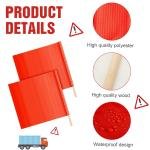Kinlop 12 Pcs 18" x 18" Orange Safety Flags on a Stick Orange Traffic Warning Flag Vinyl Wide Oversize Lo Signs with 24'' Wooden Dowel for Trucks Trailer Pedestrian Crossings Construction Sites