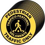 10 Pack Pedestrian Traffic Only Floor Sign Spanish 12" x 12" Self hesive Waterproof Vinyl Safety Sticker Bilingual Pedestrian Only Sign for Business Worksite Warehouse Office