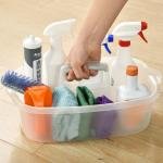 Haundry Large Cleaning Cdy with Handle, Cleaning Tool Storage Basket Organizer, Sturdy Pail Bucket Organizer, Household Bucket for Cleaning Supplies - Clear