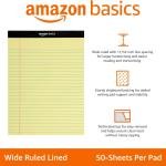 Basics 50 sheet Wide Ruled Lined Writing Note P, 8.5" x 11.75", 12-Pack, 600 Perforated Sheets, Canary