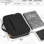 Bible Cover Case for Women, Bible Study Supplies, Bible Journaling Kit, 6 No Bleed Bible Highlighters and Pens, 75 Bible Tabs, Large Size Zippered Bible Bags (Black)