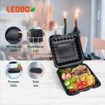 To Go Containers Mineral Filled PP Plastic - 8 Inch 34oz 55 Pack | Shrink Wrap BPA Free Takeout Boxes | Freezer & Microwave Safe for Food Delivery | Sal Breakfast Black Disposable Container