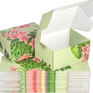 Hawaiian Flower Shipping Boxes Pack of 25 - 8x6x4in Hawaiian Floral Gift Boxes Small Cardboard Corrugated Mailer Shipping Boxes for Small Business Packaging Shipping Mailing