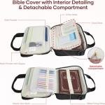 Bible Cover Case for Women, Large Bible Bag with Removable Pencil Case, Water Bottle Pocket and Shoulder Strap for Bible Study Supplies, Church Carrying Journaling Kit, Christian Gift for Women