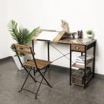 X-cosrack Drafting Table with Storage Shelves & Drawer, 43" justable Art Desk with Monitor Stand for Home Office Computer, Tiltable Draft Drawing Table for Artist, Study, Writing Workstation