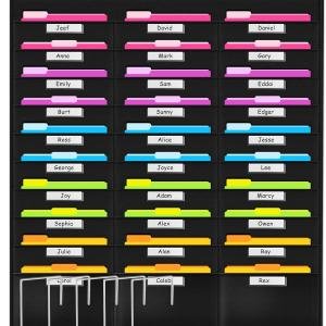 Godery School Pocket Chart, 30 Signatory Pocket, Heavy Duty Hanging File Folders Pocket Chart Cascing Organizer & 5 Hangers Hooks, Perfect for Classroom, School, Office or Home Use