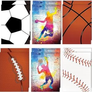 Sport Pocket Folders Basketball Football Sports File Folder Back to School Supplies Pocket Folder Sport Theme File Folder for Teachers Students School Office 12 Count 8.6 x 11.8inch