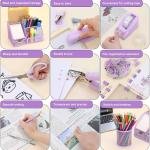 SYMDROMIA 13-in-1 Office Desk Organizer Set with Stapler and Tape Dispenser, Pen Holder, Scissors, Ruler, Hole Punch, 2 Pens & More Desktop Accessories for Back to School Supplies (Purple)