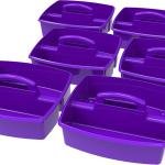 Storex 2-Compartment Large Cdy – Multipurpose Classroom Organizer with Handle, Purple, 6-Pack (00955U06C)