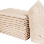 Lightnpro Flax Linen Napkins Set of 12 – Hemstitched Dinner Cloth Napkins, Washable and Reusable Natural Flax Napkins for Dining, Parties, Weddings, Holiday & Everyday Use – 18x18 Inch Natural Color