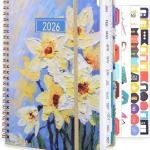 2026 Planner, Weekly and Monthly Planner, January 2026 - December 2026, Calendar Planner A5 (6.5" x 8.5") with Tabs, Inner Pocket for Home School Office Supplies, Yellow Flower