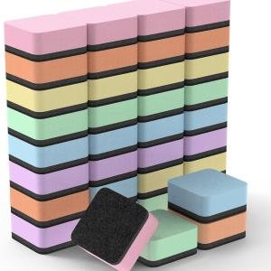 MaxGear Whiteboard Erasers, 36 Pack Magnetic Dry Erase Erasers for Classroom, Mini Whiteboard Cleaning Ps, Chalkboard Wiper Teacher Supplies for School, Office, Home, 6 Macaron Color Set, 2 x 2 Inch