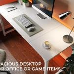 Huuger Computer Desk, 63 Inch Office Desk, Gaming Desk with Storage, Writing Desk Work Desk for Home Office, Study, Modern Simple Desk, Large Legroom, Metal Frame, White