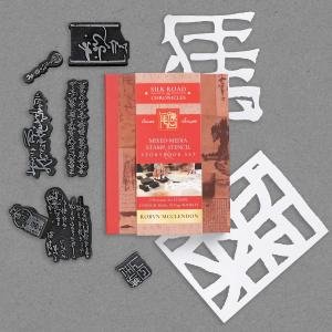 Mixed-Media Stamp, Stencil, and Storybook Set Asian Scripts: 7 Premium Art Stamps, 2 Stencil Masks, and 32-Page Instruction Booklet; Great for Gel Plate Printing