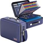 DocSafe Fireproof Document Box with Lock, Hard Case File Organizer with Accordion File Folder, Fireproof Water Resistant Safe Box Home Office Travel Storage for Important Documents Laptop Blue