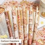 6 Pcs Cartoon Retractable Pens Gel Ink Pens Cute Capybara Pen 0.5mm Black Ink Writing Pen Office School Supplies for Women Girls (Capybara)