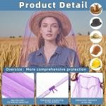 2 Pack Ultra Large Mosquito Net 42x25 Inches Mosquito He Net Oversized Insect Netting Bug Fits Most Hats for Gardening Hiking Fishing Traveling(Light Purple)