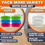 NADOBA 6 Pcs Lock Top Snack Containers with Lids – 4.6 Oz Stackable Mini Snack Box – Microwave and Dishwasher Safe, 2 Side Clips for Sauces, Pastes, Spres, Snacks | Kitchen, Travel, Office, Crafts