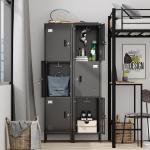 Metal Locker with Hooks and Ventilation Holes,Metal Storage Locker with Keys and Business Card Slot for Home,Gym,Garage,School,Office,66" H×15.75" W× 15.75" D,Assembly Required,Black