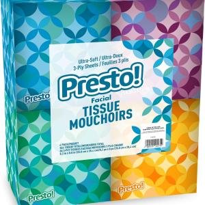 Brand - Presto! Ultra-Soft 3-Ply Premium Facial Tissues, 264 Count (4 Packs of 66), (Packaging May Vary)