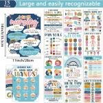 15Pcs School Nurse Bulletin Board Decorations Boho Health Posters for Office Supplies Health Posters Bulletin Board Decor for Classroom Office Kids Art Print 11 x 14 Inches Blue