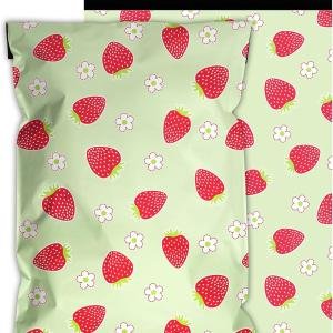 Poly Mailers 10x13 Inch 100 Pcs - Strawberries printed Shipping Bags, 2.4mil Thickness, Waterproof and Tear Resistant Mailing Envelopes, Self-Sealing Packaging Bags for Small Business